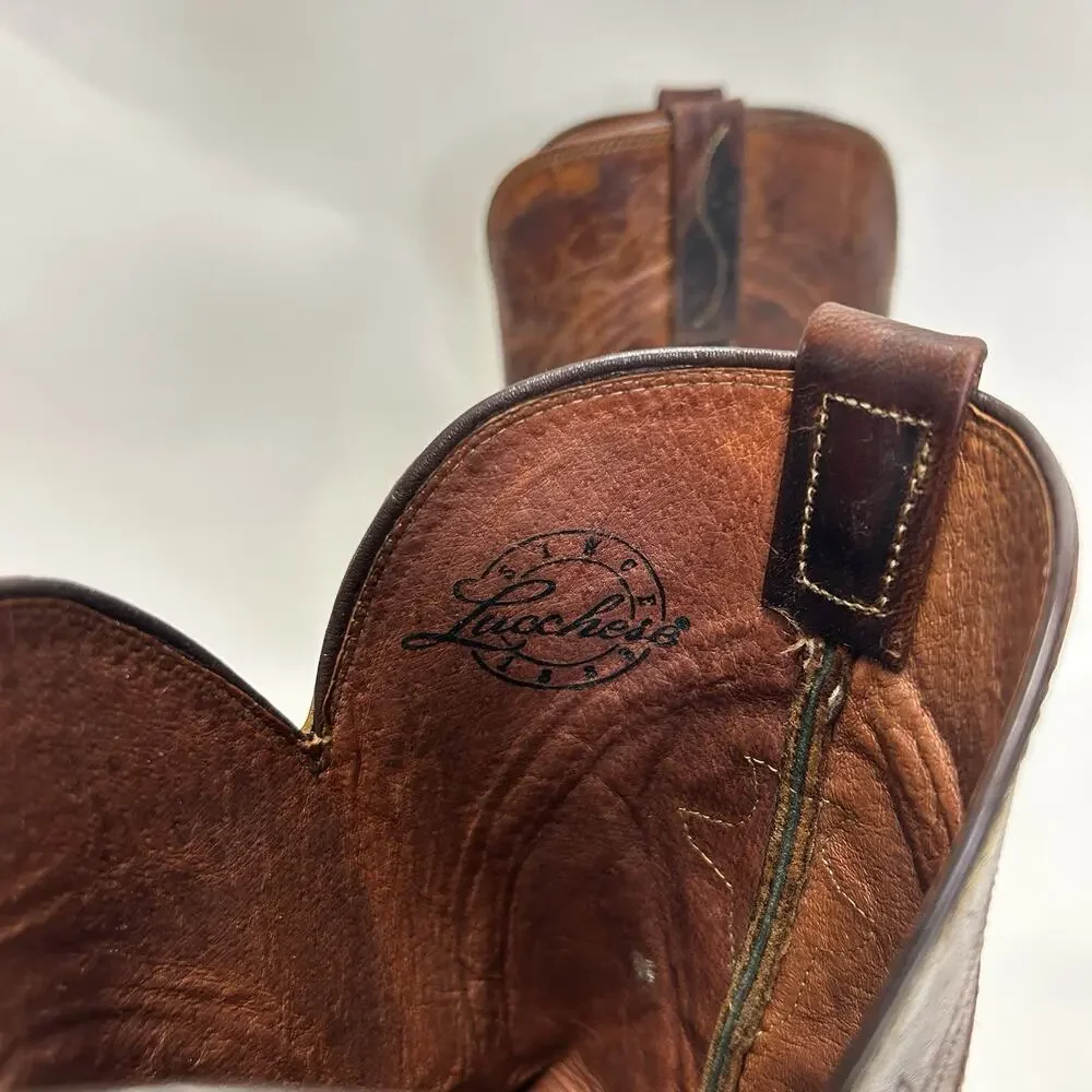 Vintage Lucchese Western Cowboy Boots Goat “Brown”